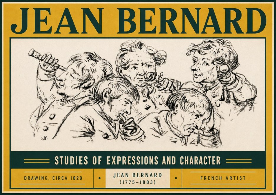 Jean Bernard Studies of Expressions and Character No5 - Plakat
