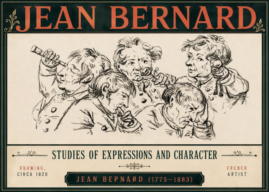 Jean Bernard Studies of Expressions and Character No6 - Plakat