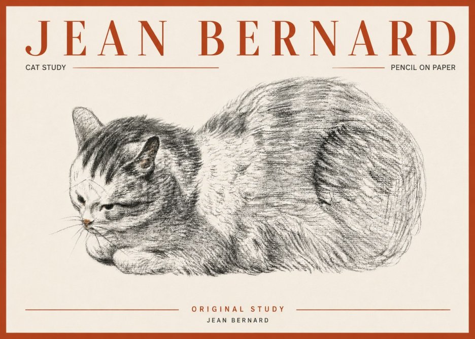 Jean Bernard Cat Study X No5 - Plakat