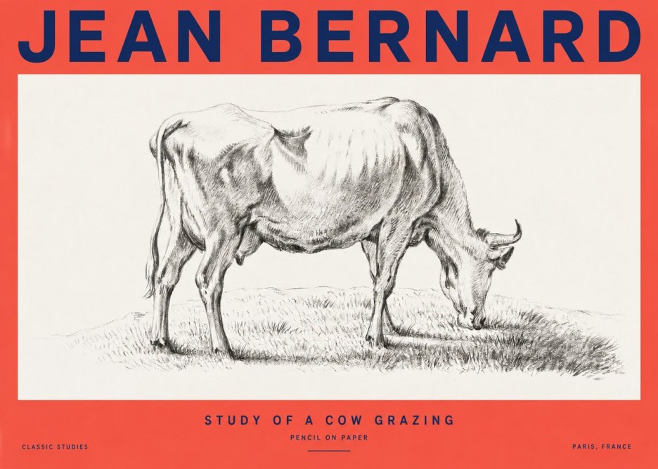 Jean Bernard Study of a Cow Grazing II No2 - Plakat