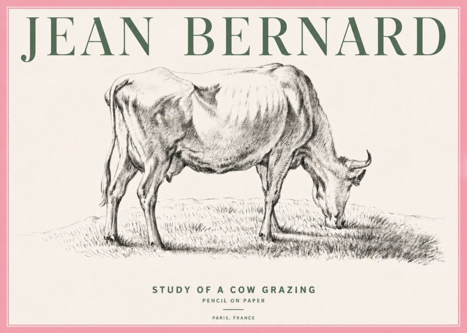 Jean Bernard Study of a Cow Grazing II No4 - Plakat