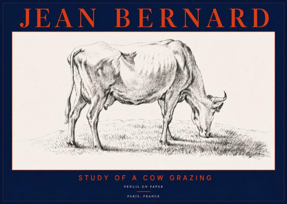 Jean Bernard Study of a Cow Grazing II No5 - Plakat