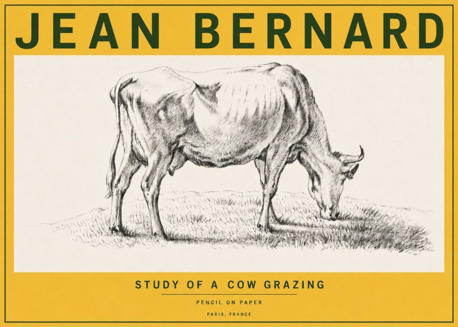 Jean Bernard Study of a Cow Grazing II No6 - Plakat