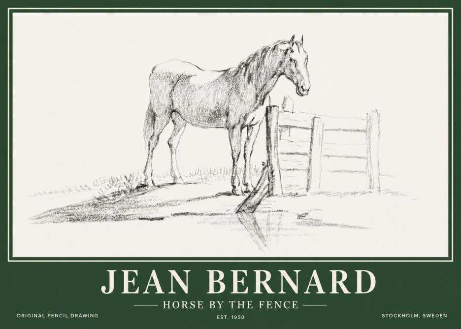 Jean Bernard Horse by the Fence No3 - Plakat