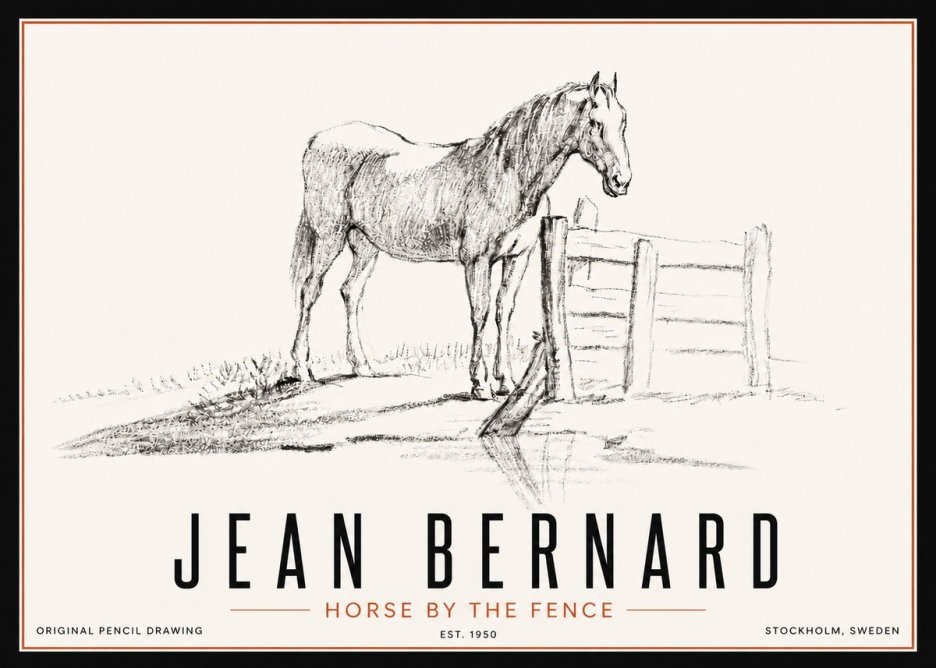 Jean Bernard Horse by the Fence No5 - Plakat