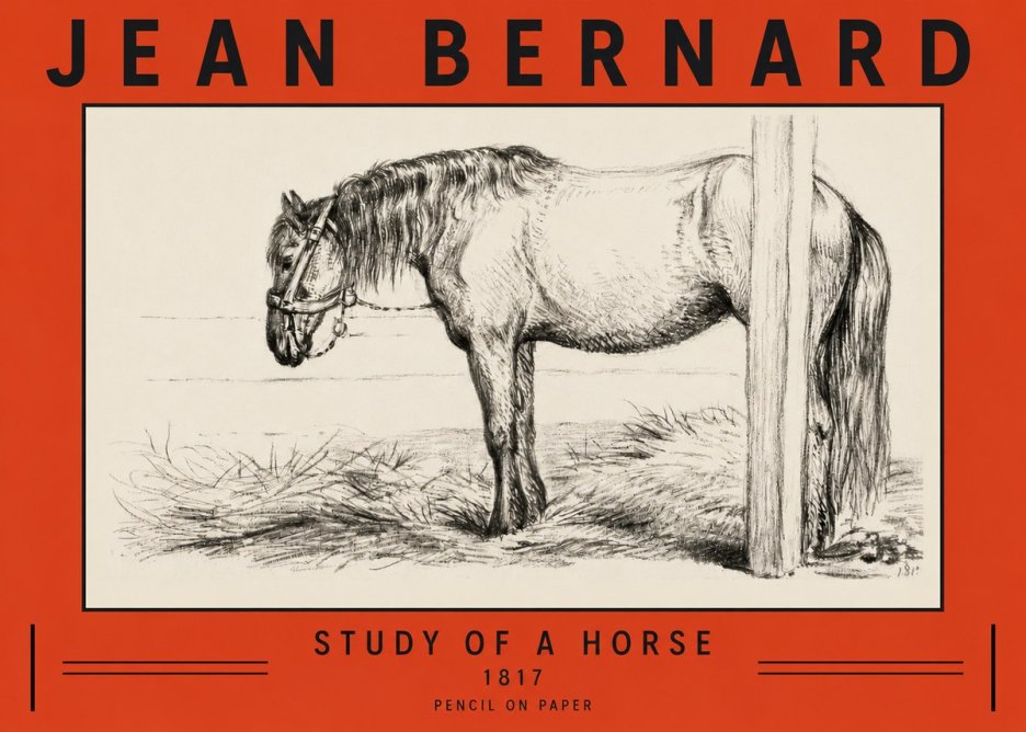Jean Bernard Study of a Horse XII No3 - Plakat