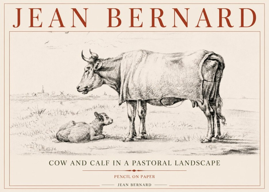 Jean Bernard Cow and Calf in a Pastoral Landscape No5 - Plakat