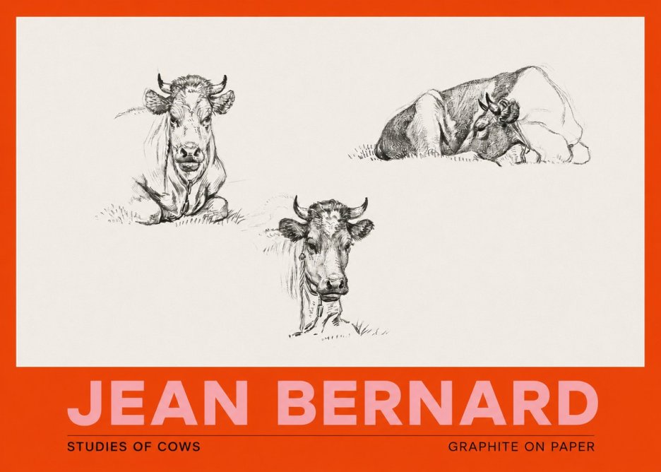 Jean Bernard Studies of Cows II No3 - Plakat