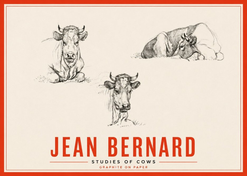 Jean Bernard Studies of Cows II No5 - Plakat