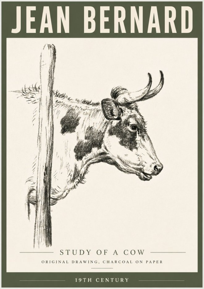 Jean Bernard Study of a Cow XVII No6 - Plakat