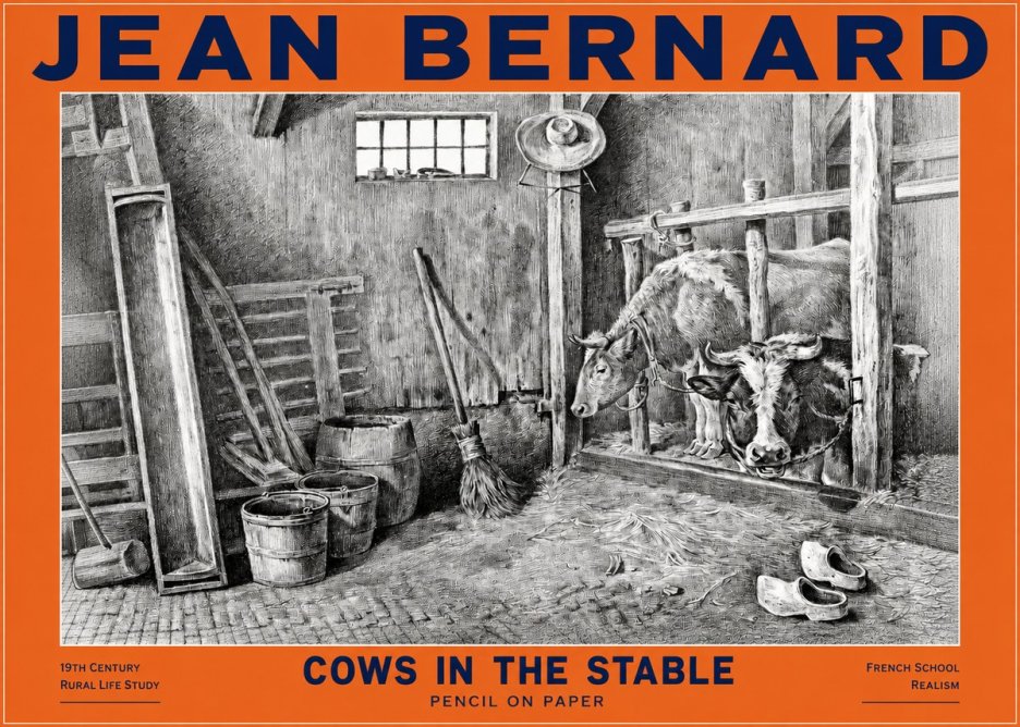 Jean Bernard Cows in the Stable No2 - Plakat