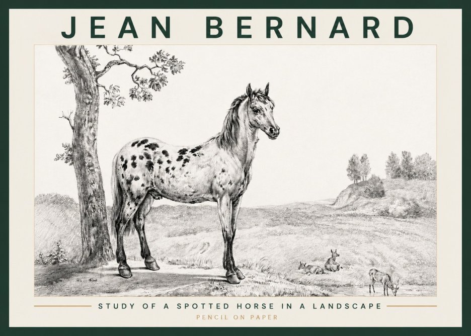 Jean Bernard Study of a Spotted Horse in a Landscape No3 - Plakat