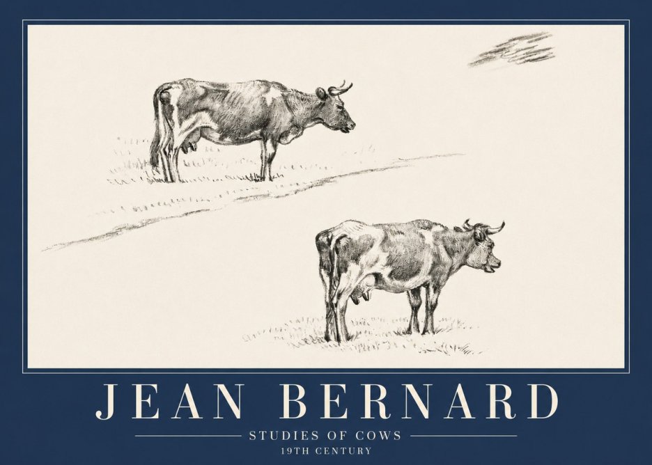 Jean Bernard Studies of Cows III No3 - Plakat