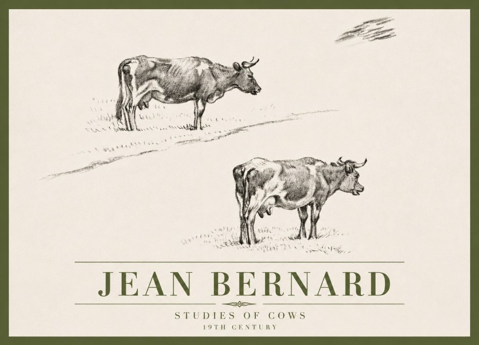 Jean Bernard Studies of Cows III No4 - Plakat
