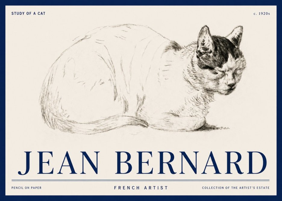 Jean Bernard Study of a Cat III No3 - Plakat