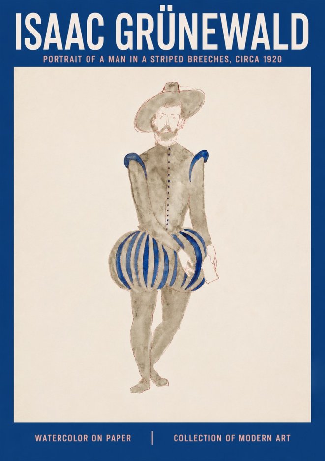 Isaac Grünewald Portrait of a Man in a Striped Breeches No3 - Plakat