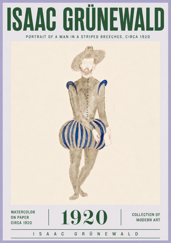 Isaac Grünewald Portrait of a Man in a Striped Breeches No4 - Plakat