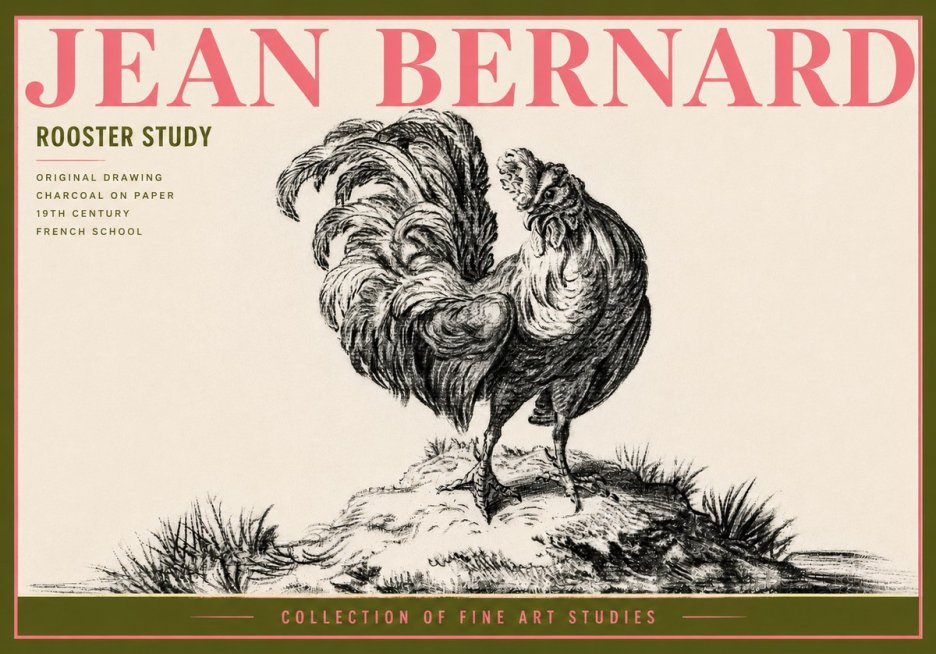 Jean Bernard Study of a Rooster No6 - Plakat