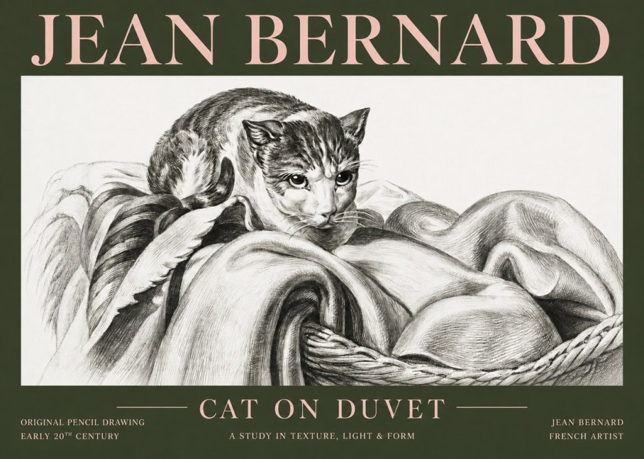 Jean Bernard Cat on a Blanket No5 - Plakat