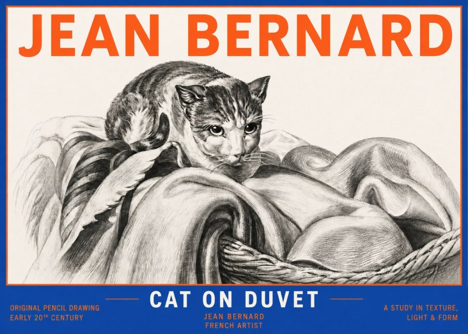 Jean Bernard Cat on a Blanket No6 - Plakat