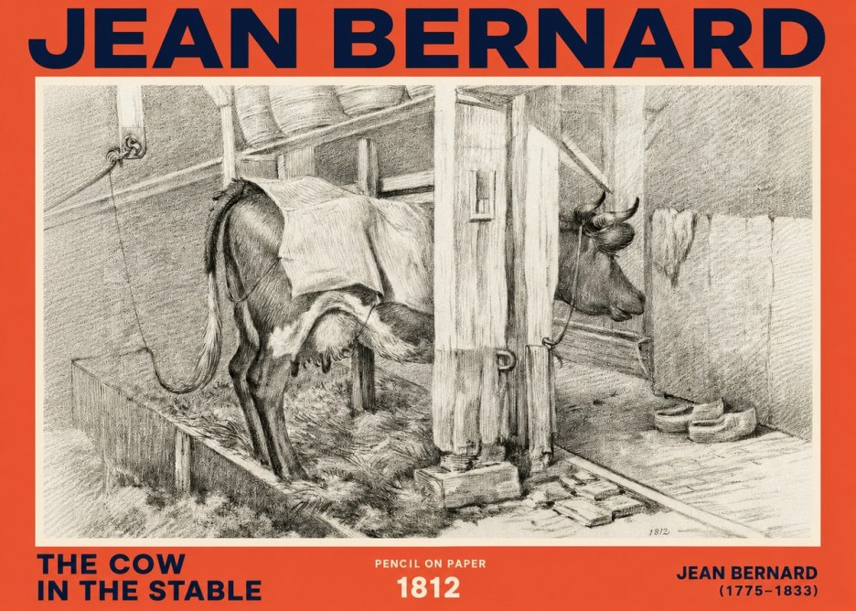 Jean Bernard The Cow in the Stable No2 - Plakat