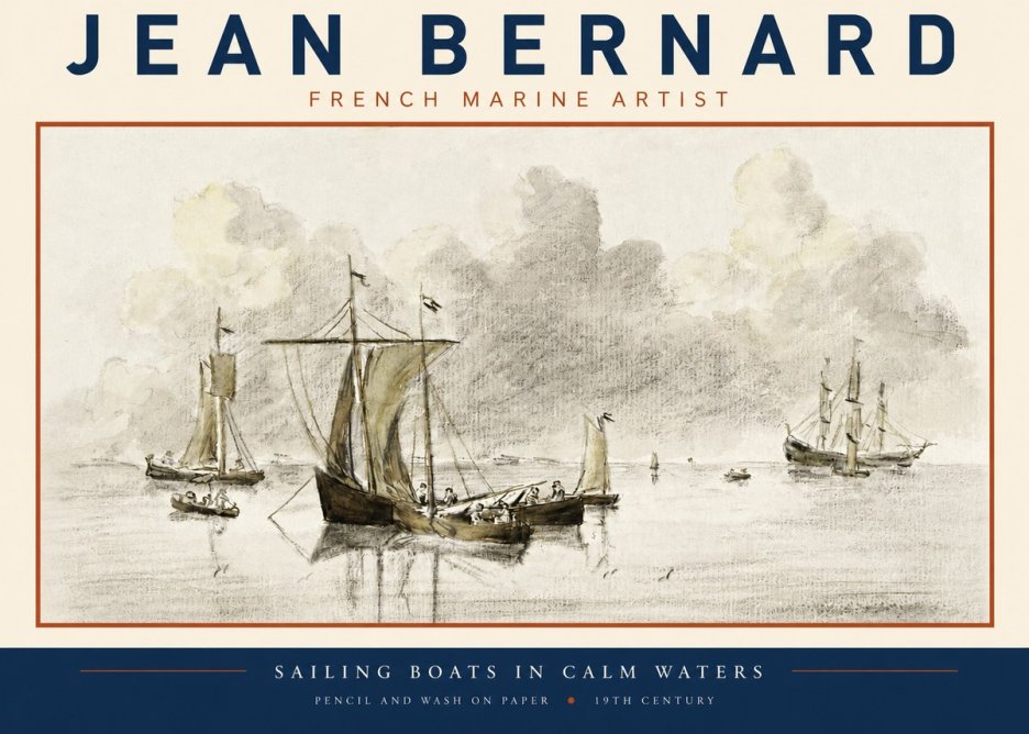 Jean Bernard Sailing Boats in Calm Waters No3 - Plakat