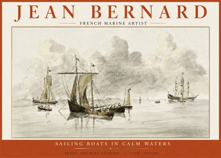 Jean Bernard Sailing Boats in Calm Waters No5 - Plakat