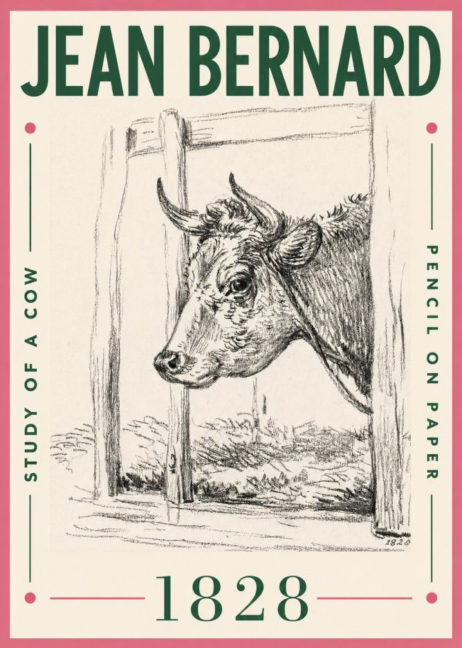 Jean Bernard Study of a Cow XVIII No4 - Plakat
