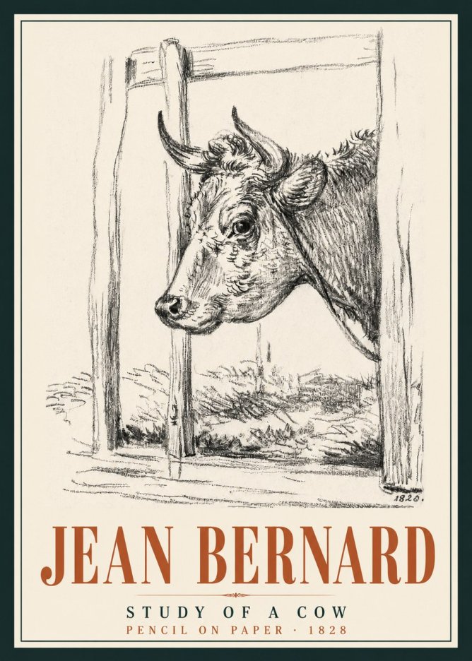 Jean Bernard Study of a Cow XVIII No5 - Plakat