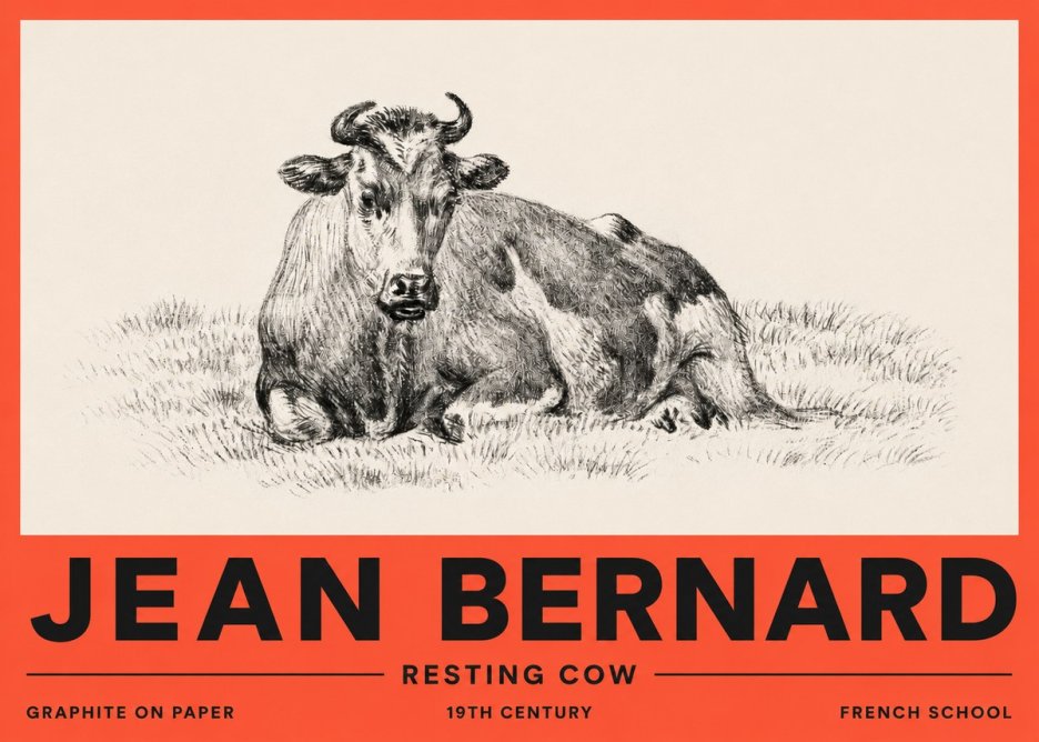 Jean Bernard Resting Cow V No2 - Plakat