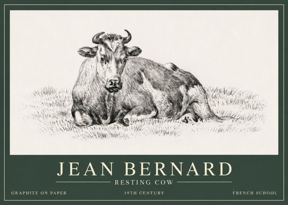Jean Bernard Resting Cow V No3 - Plakat