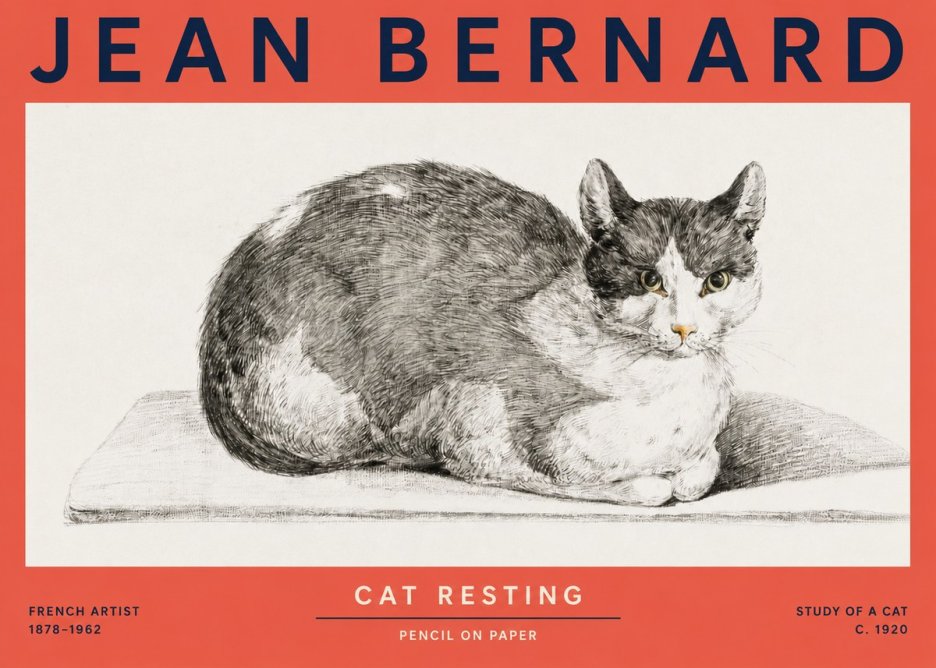Jean Bernard Cat Study XI No5 - Plakat