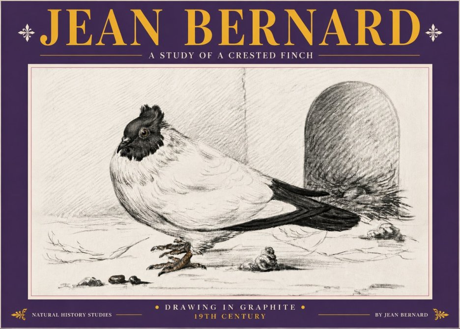 Jean Bernard A Study of a Crested Finch No5 - Plakat