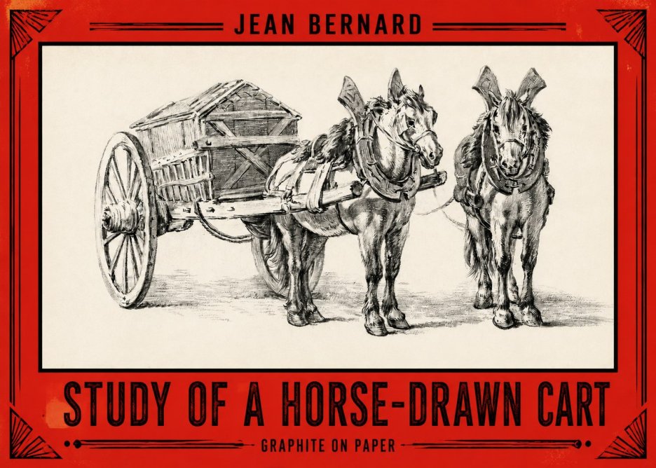 Jean Bernard Horse Team and Cart No3 - Plakat