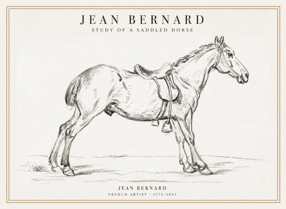 Jean Bernard Study of a Saddled Horse No1 - Plakat