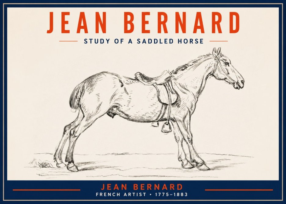 Jean Bernard Study of a Saddled Horse No2 - Plakat