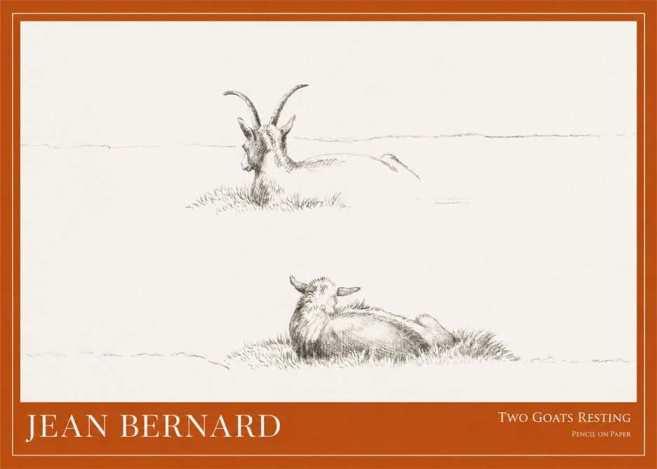 Jean Bernard Two Goats Resting No1 - Plakat