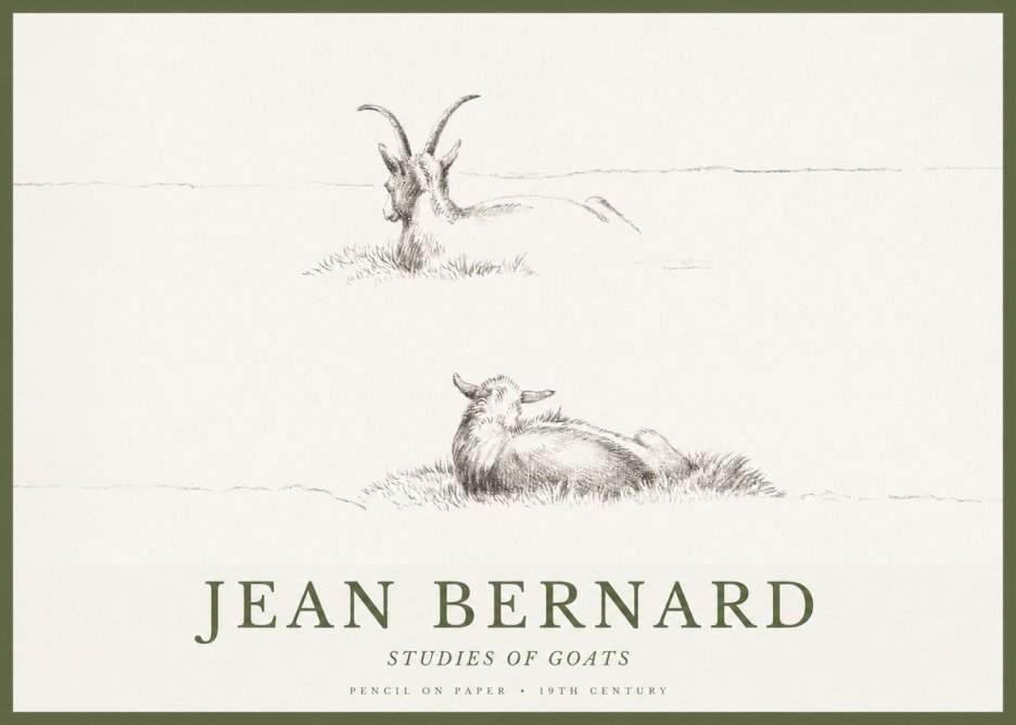 Jean Bernard Two Goats Resting No2 - Plakat
