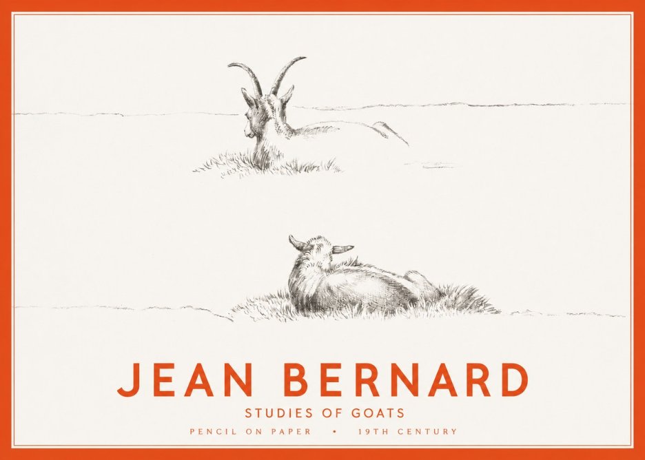 Jean Bernard Two Goats Resting No3 - Plakat