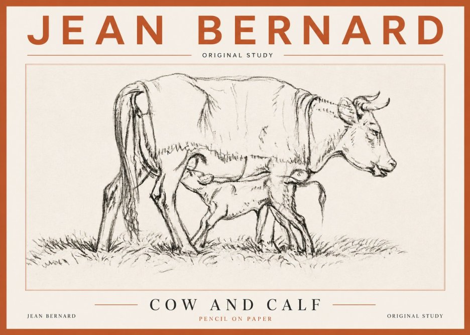 Jean Bernard Cow and Calf II No5 - Plakat