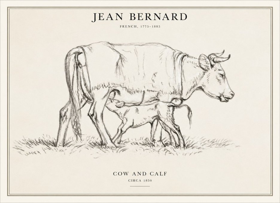Jean Bernard Cow and Calf II No6 - Plakat