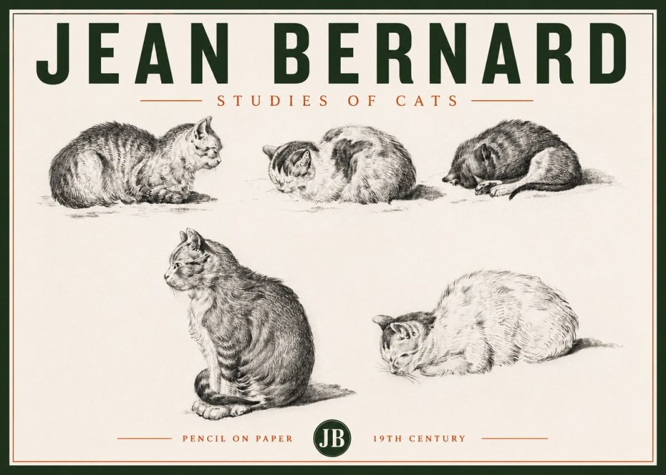 Jean Bernard Studies of Cats No4 - Plakat