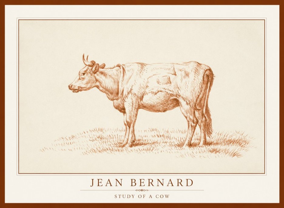 Jean Bernard Study of a Cow XIX No1 - Plakat