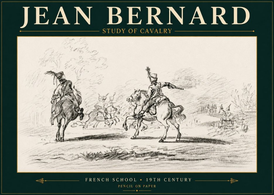 Jean Bernard Study of Cavalry No4 - Plakat