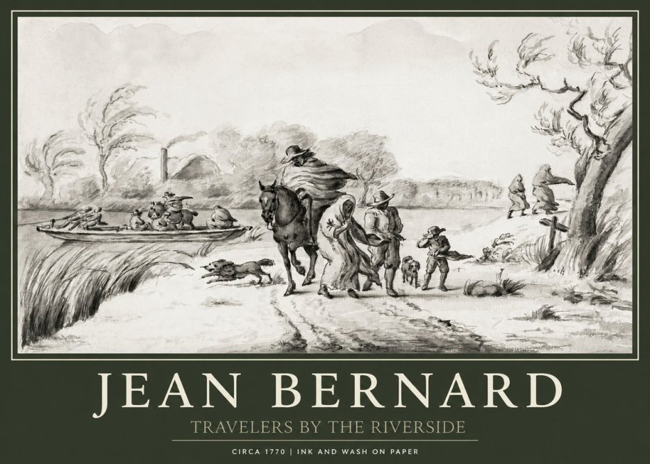 Jean Bernard Travelers by the Riverside No1 - Plakat