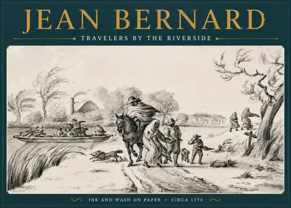 Jean Bernard Travelers by the Riverside No4 - Plakat
