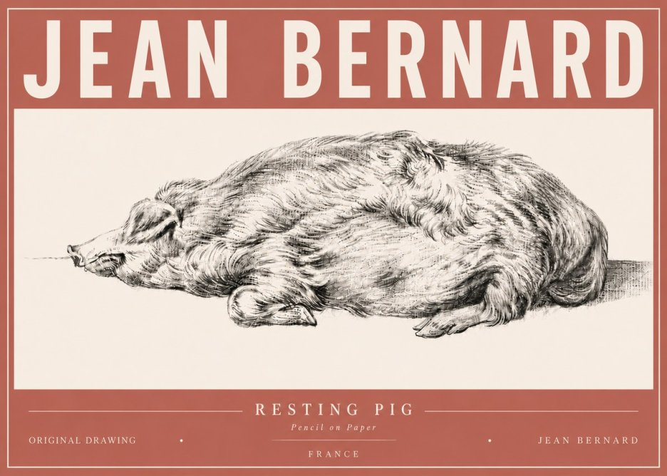 Jean Bernard Resting Pig II No6 - Plakat