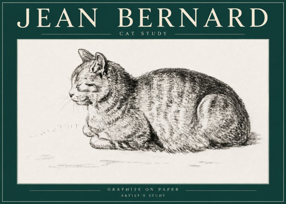 Jean Bernard Cat Study XII No3 - Plakat