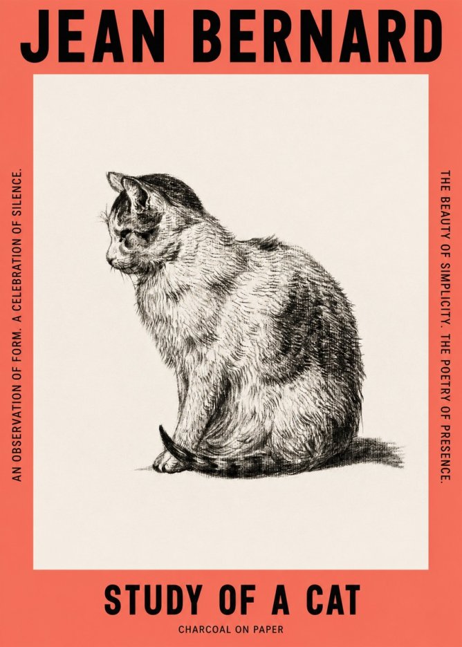 Jean Bernard Study of a Cat IV No2 - Plakat