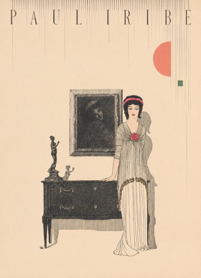 Paul Iribe Woman with Rose No4 - Plakat